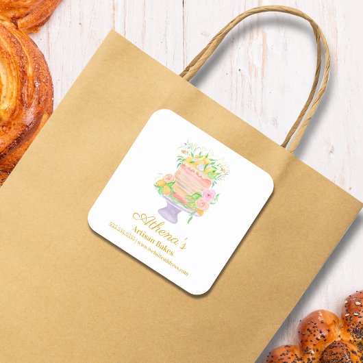 Baker Pastry Chef Catering Waterverf Vierkante Sticker