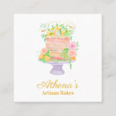 Baker Pastry Chef Catering Waterverf Vierkante Visitekaartje (Voorkant)