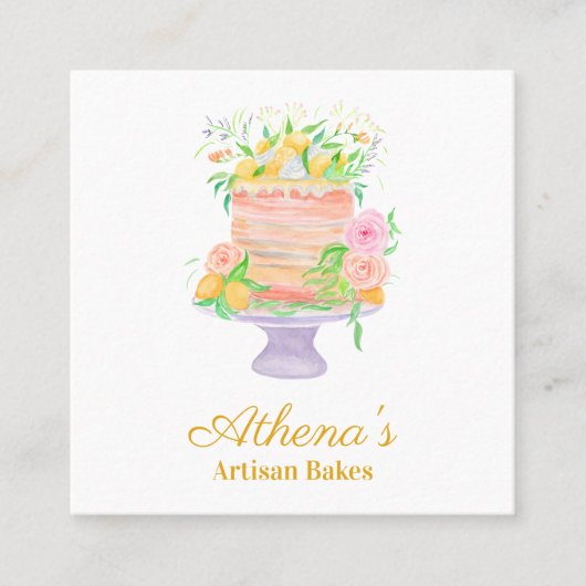 Baker Pastry Chef Catering Waterverf Vierkante Visitekaartje (Voorkant)