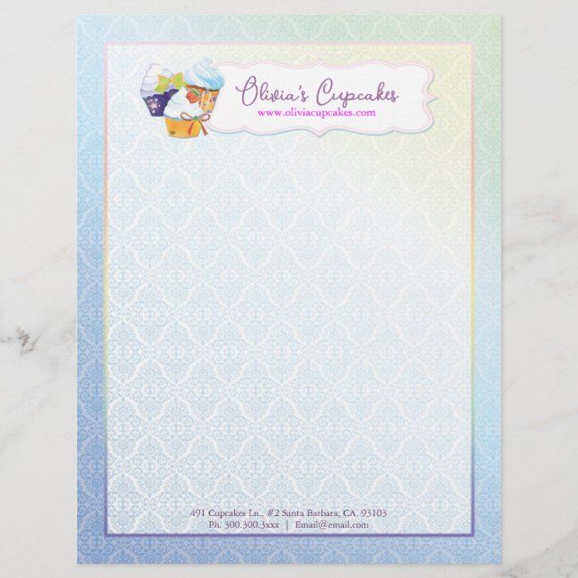 Baker & Pastry Chef Cupcake Business Briefhoofd (Voorkant)