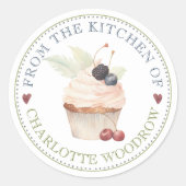 Baker Pastry Chef Cupcake Label Sticker (Voorkant)
