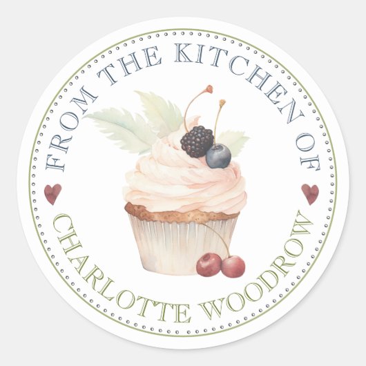 Baker Pastry Chef Cupcake Label Sticker (Voorkant)