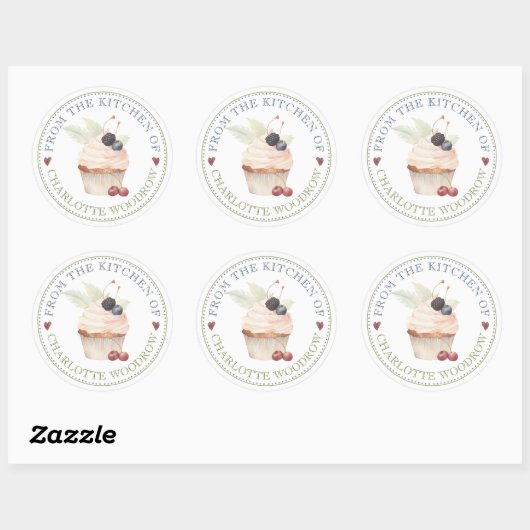 Baker Pastry Chef Cupcake Label Sticker (Vel)