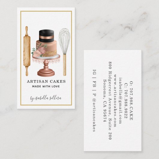 Baker Pastry Chef Elegant Cake Baking Utensile Visitekaartje (Voorkant / Achterkant)
