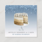 Baker Pastry Chef Elegant Cake Blue Glitter Driver Vierkante Visitekaartje (Voorkant)