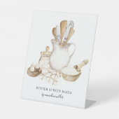 Baker Pastry Chef gebruiksvoorwerpen en ingrediënt Reclamebord Met Voetstuk (Voorkant)