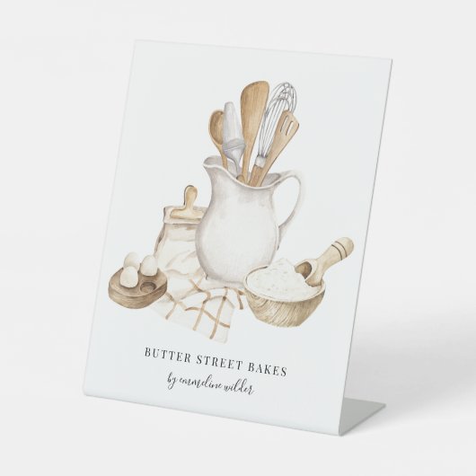 Baker Pastry Chef gebruiksvoorwerpen en ingrediënt Reclamebord Met Voetstuk (Voorkant)