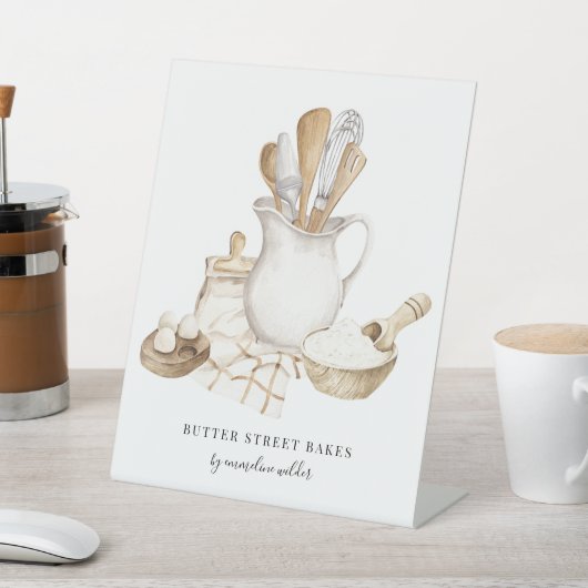 Baker Pastry Chef gebruiksvoorwerpen en ingrediënt Reclamebord Met Voetstuk (Insitu)