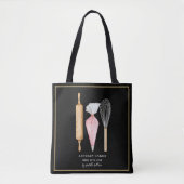 Baker Pastry Chef-gereedschap op zwart Tote Bag (Voorkant)