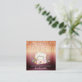 Baker Pastry Chef Glitter Drift Roos Gold Vierkante Visitekaartje (Staand voorkant)