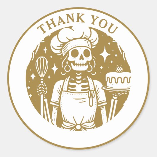 Baker Pastry Chef Gold Product Ronde Sticker (Voorkant)