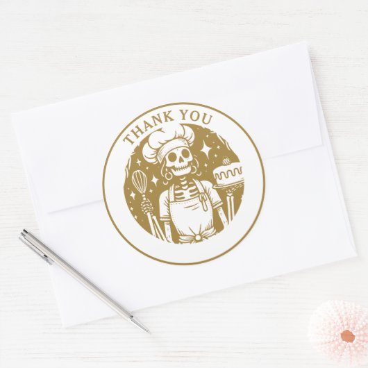 Baker Pastry Chef Gold Product Ronde Sticker (Envelop)