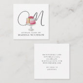 Baker Pastry Chef Pink Elegant Cake Monogramed Vierkante Visitekaartje (Voorkant / Achterkant)
