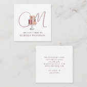 Baker Pastry Chef Pink Elegant Cake Square Busines Vierkante Visitekaartje (Voorkant / Achterkant)