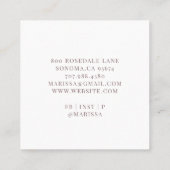 Baker Pastry Chef Pink Elegant Cake Square Busines Vierkante Visitekaartje (Achterkant)