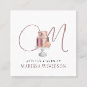Baker Pastry Chef Pink Elegant Cake Square Busines Vierkante Visitekaartje (Voorkant)
