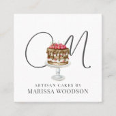 Baker Pastry Chef Pink Elegant Cake Vierkante Visitekaartje (Voorkant)