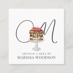 Baker Pastry Chef Pink Elegant Cake Vierkante Visitekaartje
