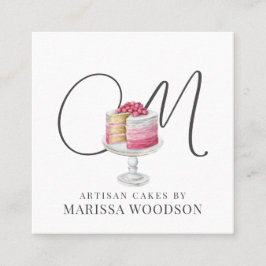 Baker Pastry Chef Pink Elegant Cake Vierkante Visitekaartje