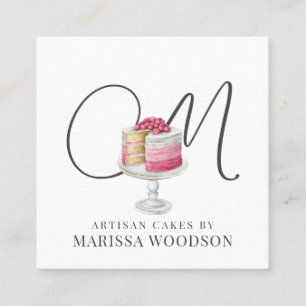 Baker Pastry Chef Pink Elegant Cake Vierkante Visitekaartje