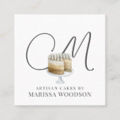 Baker Pastry Chef Pink Elegant Cake Vierkante Visitekaartje (Voorkant)