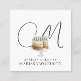 Baker Pastry Chef Pink Elegant Cake Vierkante Visitekaartje