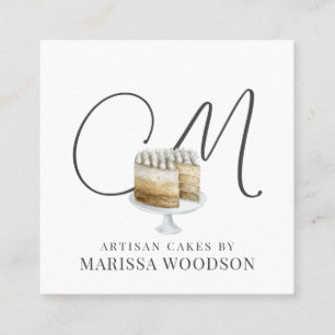 Baker Pastry Chef Pink Elegant Cake Vierkante Visitekaartje