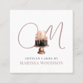 Baker Pastry Chef Pink Elegant Cake Vierkante Visitekaartje (Voorkant)