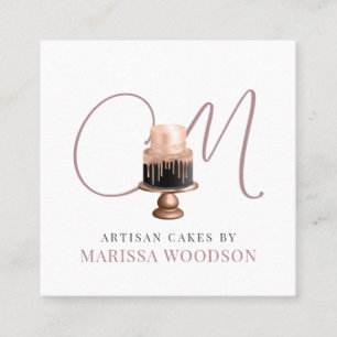 Baker Pastry Chef Pink Elegant Cake Vierkante Visitekaartje