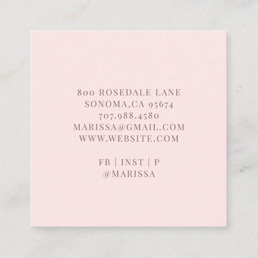 Baker Pastry Chef Pink Elegant Cake Vierkante Visitekaartje (Achterkant)