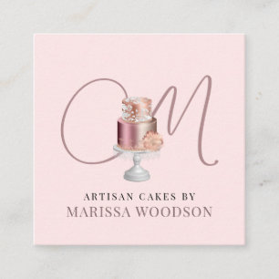 Baker Pastry Chef Pink Elegant Cake Vierkante Visitekaartje