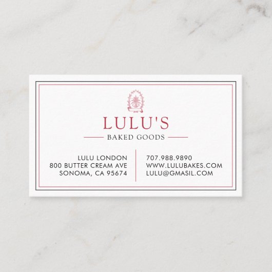 Baker Pastry Chef Rood en Wit Visitekaartje (Voorkant)