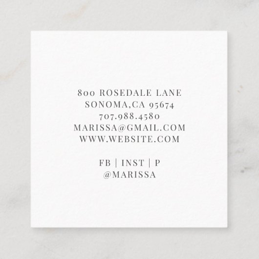 Baker Pastry Chef Roze Elegant Cake Square Busine Vierkante Visitekaartje (Achterkant)