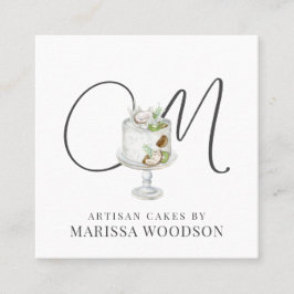 Baker Pastry Chef Roze Elegant Cake Square Busine Vierkante Visitekaartje