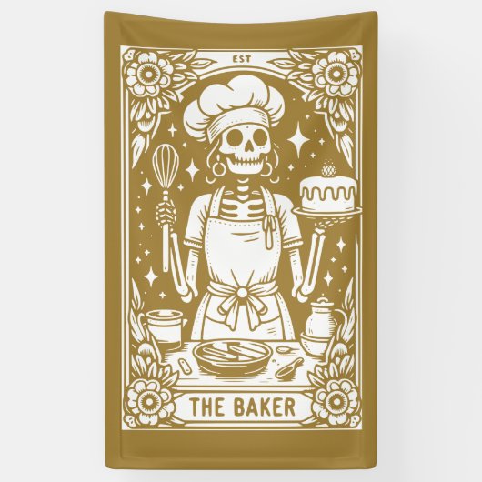 Baker Pastry Chef Tarot Gold Product Spandoek (Verticaal)
