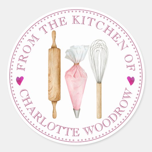 Baker Pastry Chef Tools Food Label Sticker (Voorkant)