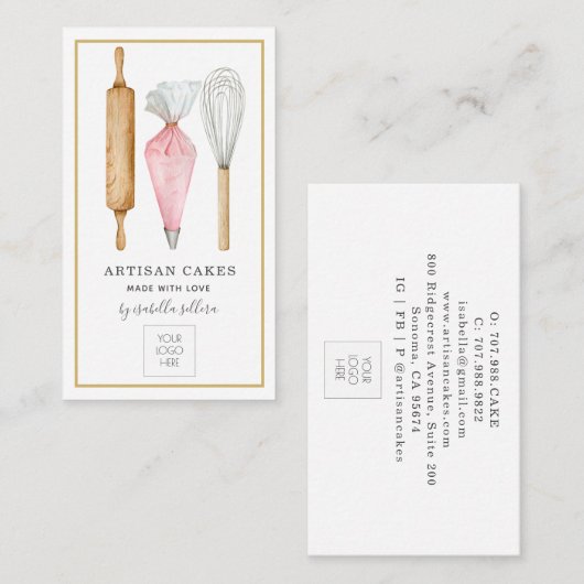 Baker Pastry Chef Tools Logo Visitekaartje (Voorkant / Achterkant)