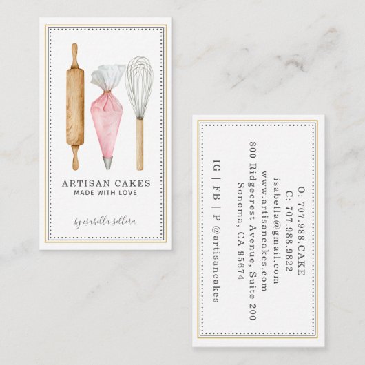Baker Pastry Chef Tools Visitekaartje (Voorkant / Achterkant)