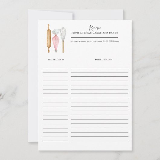 Baker Pastry Chef Utensils Recipe Card Template Notitiekaartje (Voorkant)