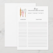 Baker Pastry Chef Utensils Recipe Card Template Notitiekaartje (Voorkant / Achterkant)