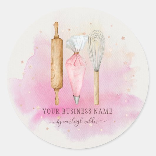 Baker Pastry Chef Utensils Roze Product Labels (Voorkant)