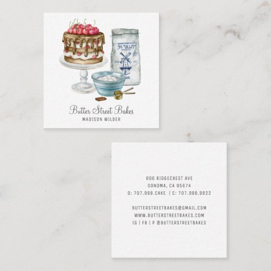 Baker Pastry Chef Vierkante Visitekaartje (Voorkant / Achterkant)