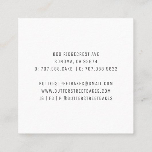 Baker Pastry Chef Vierkante Visitekaartje (Achterkant)