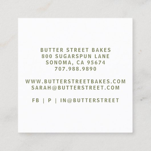 Baker Pastry Chef Visitekaartje (Achterkant)