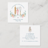 Baker Pastry Chef Waterverf Baker Vierkante Visitekaartje (Voorkant / Achterkant)