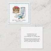 Baker Pastry Chef Waterverf Bakery Art Vierkante Visitekaartje (Voorkant / Achterkant)