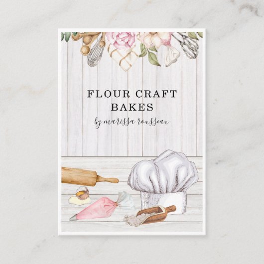 Baker Pastry Chef Waterverf Baking Tools Business Visitekaartje (Voorkant)
