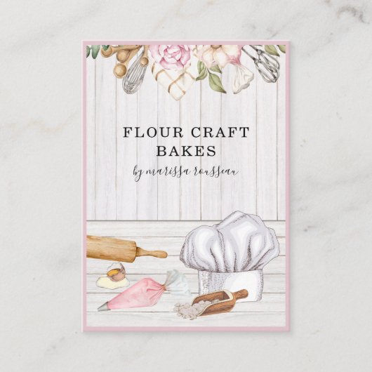 Baker Pastry Chef Waterverf Baking Tools Business Visitekaartje (Voorkant)