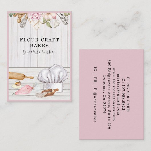 Baker Pastry Chef Waterverf Baking Tools Business Visitekaartje (Voorkant / Achterkant)