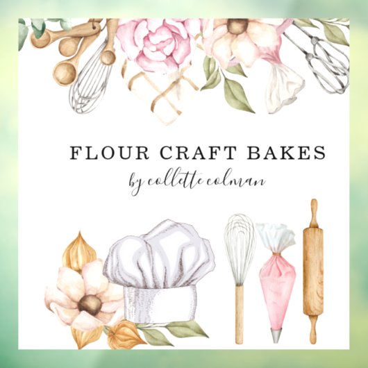 Baker Pastry Chef Waterverf Baking Tools Raamsticker (Vel 3)